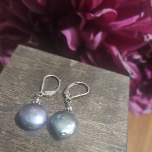 Vintage Stamped 925 Sterling Silver Pearl Drop Earrings